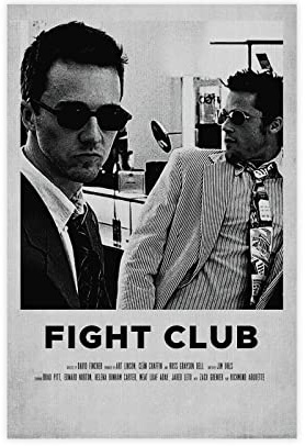 Filmposter Fight Club, klassisches Poster, Leinwand, Schlafzimmer-Dekor, Sportlandschaft, Büro, Raumdekoration, Geschenk, ungerahmt, 30 x 45 cm