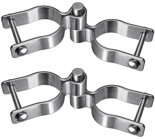Insaga 2er Torscharnier für Rohre, 48mm Rund Zaunpfosten Scharnier Schwerlast Edelstahl Doppelstabmattenzaun Scharnier Weiblich/Männlich Tor Set für 48mm Rundrohr Tor und Stabmattenzaun