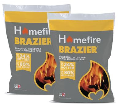 Homefire Brazier Smokeless Coal for Open Fires and Multi-fuel Stoves, 10 kg (Pack of 2)
