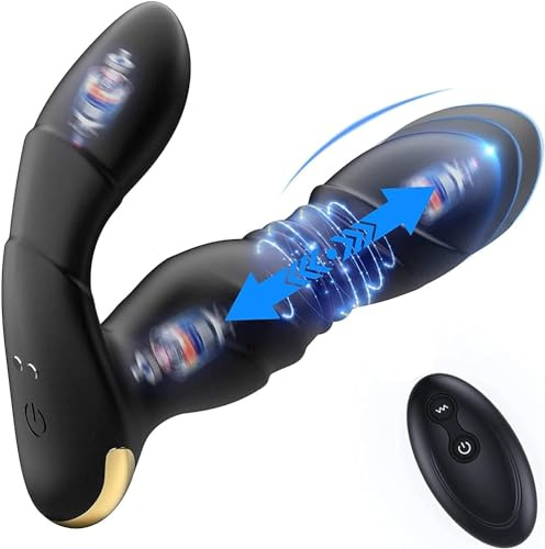 Anal Vibrators Dildo Sex Toys for Men Gay Anal Prostate Vibrator Stimulator with 8 Telescopic Modes 9 Vibration Modes Anal Plug with Shock Function, Penis Ring Anal Stimulation Massagers for Couple