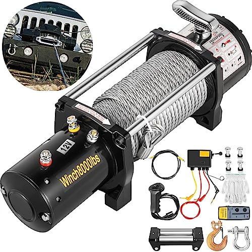 Verricello elettrico, forte controllo wireless del cavo d'acciaio, for il recupero del rimorchio del camion della barca SUV fuori strada da 3000 a 8000 libbre 12V Migliora l'efficienza(8000LBS OR 3629