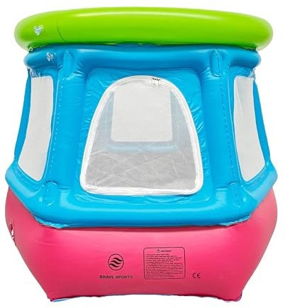 Brave Sports - Trampoline Exterieur pour Enfants – Sauteur Gonflable en PVC Résistant – Balancoire pour Bebe Sécurisé dès 12 Mois – Trampoline pour Intérieur et Extérieur – 114 Cm