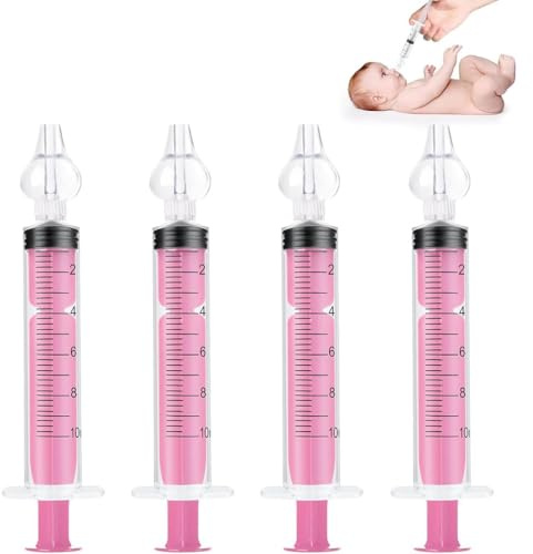 PLABBDPL Lot de 4 mouches bébé seringue nasale Nettoyeur de nez-De Haute Qualité-Dispositif de rinçage-irrigation nasale- Sans BPA et Sans Phtalate, Rose