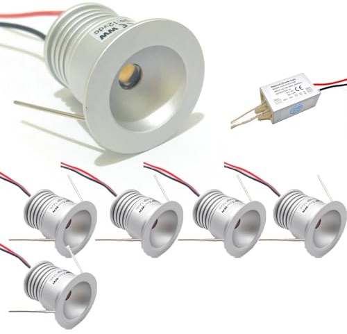 LGJEGD Led-Einbauleuchte 1W Beleuchtungswinkel 120° Mini-Strahler 12v Außen-Deckenbeleuchtung, 6er Pack (White)