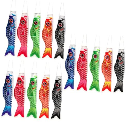 BESPORTBLE 15stücke Teiliges Japanische Karpfenflaggen Für Dekoration Bunte Windsocke Für Haus Boot Und Garten Stilvolle Lustige Fische Mit Einzigartigem Design Für Jede Gelegenheit