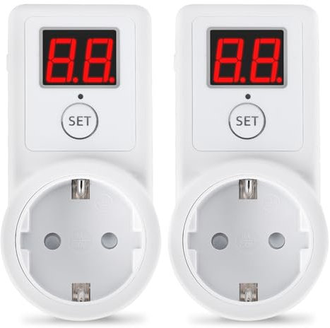 Digitale Zeitschaltuhr Steckdose, 2 Packs Digitale Zeitschaltuhr mit LCD-Display, 10 Min-9 Std 50 Min Countdown, Energieeinsparung für Haushaltsgeräte