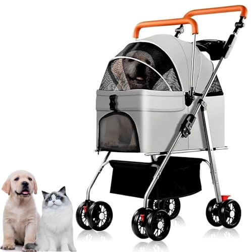 ZXDRYBHD 3-in-1-Hundebuggy, Kinderwagen für Haustiere für kleine/mittelgroße Hunde, zum Reisen, Einkaufen, Spazierengehen(Gray)