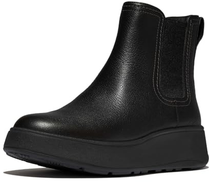 Fitflop dam F-mode söm varm tumlat läder Chelsea kängor Chelsea Boot, Svart, 38 EU