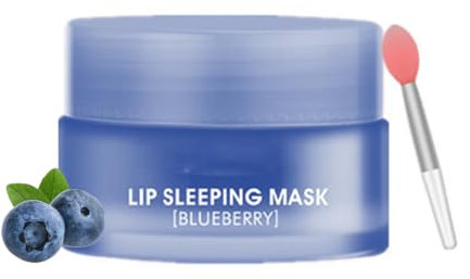 MEITREND Masque à lèvres hydratant, masque de soin des lèvres, masque de sommeil, baume à lèvres, masque de sommeil pour les lèvres pour exfolier les lèvres et réduire les lignes fines (myrtilles)