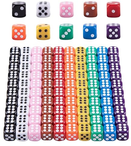 HAXIHA 100 Pezzi Dadi Impostato,6 Facce 12mm Dadi,Cubo a sei Lati, per Giochi da Tavolo e Feste,10 Colori