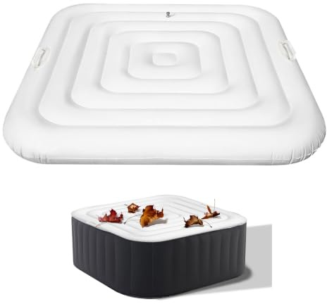 Aufblasbare Abdeckung Whirlpool,Quadratische Poolabdeckung,Ø 140 cm | Thermoabdeckung Whirlpool Spa mit Zwei Griffen Deflationsventil Winddicht Regendichtem Schneebedeckter Isolierter