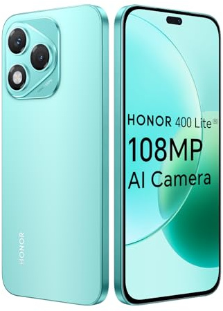 HONOR 400 Lite Smartphone 5G 256GB/8GB RAM, 108MP mit AI-Kamerataste, 6,7 Zoll AMOLED-Display 120Hz 3500 Nit, 5100mAh Akku, MTK 7025-Ultra, IP64, Dual-SIM, Android 15, Grün