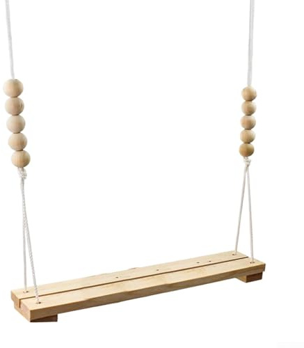Altalena in legno per Coop, 110 x 39,5 x 7 cm, regolabile in altezza, posatoio sospeso, in legno di pino e corda, giocattolo da arrampicata per uccelli di taglia media/grande, incoraggia il