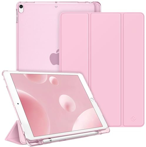 Fintie Funda para iPad Air 10.5 3 Gen 2019 / iPad Pro 10.5 2017 | [Soporte para lápices Integrado] - Trasera Transparente Mate Carcasa Ligera con Auto-Reposo/Activación, Rosa Sakura