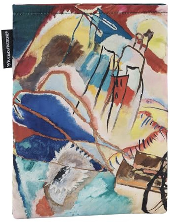 Halta Definizione - Cover Book, Custodia Libro Imbottita in Tessuto Stampato con un'Opera d'Arte di Kandinsky, Ideale per Proteggere Libri o Accessori, 19 x 25H cm, Improvisation