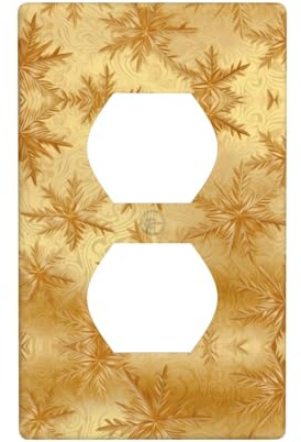 YYHWHJDE Pannello di copertura per presa elettrica a doppia presa in seta dorata con immagine natalizia resistente agli urti e durevole, 11,4 x 7 cm