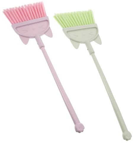 minkissy 3 Piezas Escobas Pequeñas para Herramientas de Limpieza Escobas de Colores Verde y Rosa Juego Práctico para Barrer y Fomentar Habilidades