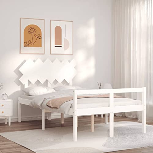 GCHDHAPB Betten & Zubehör, Betten & Bettrahmen-Seniorenbett ohne Matratze, Weiß, Doppelbett, Massivholz