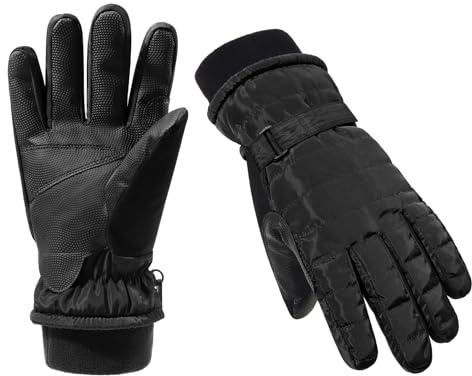 Vislivin Women Winter Ski Gloves Windproof Thermal Skiing Gloves Touch Screen Snowboard Snow Glove Black-L/XL