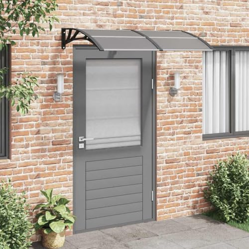 Auvent de Porte Extérieur, 150x75 cm, Polycarbonate Résistant, Noir, Protection Contre la Pluie et Intempéries, Marquise de Porte Extérieur, Auvent Porte d'Entrée, Cadre Aluminium et ABS