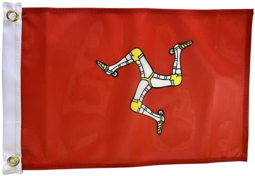 NWFlags Outdoor Heavy Small Isle of Man Flag 1.5ft x 1ft 110d Knitted Polyester Manx Flag With 2 metal Eyelets Suitable for Flagpoles