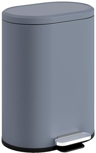 HOMCOM Poubelle cuisine 6L compacte à pédale avec seau amovible grise | En Métal, Couvercle à Fermeture Douce, Anti-Traces de Doigts, pour Chambre, Salle de Bain, Bureau