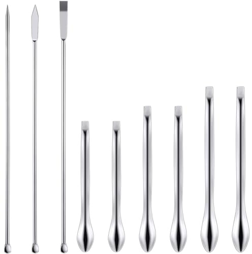 9 piezas de espátulas de laboratorio, cuchara de laboratorio de acero inoxidable, microespátula, cuchara de laboratorio, cuchara micro para reactivos, para muestreo de polvo, llenadoras de cápsulas