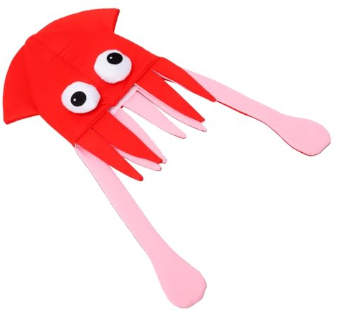 Uonlytech Oktopus Kostüm Zubehör Rotes Cartoon Tierhut für Jungen Mädchen Karneval Cosplay Festliche Partydeko und Party Favors