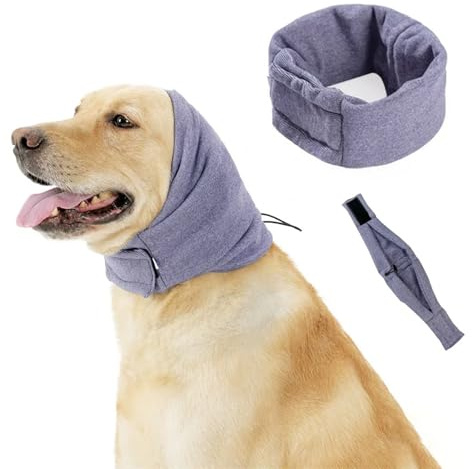 Hiacinto Gehörschutz Hund - Verstellbarer Ohrenschutz Hund mit Geräuschreduzierung, Atmungsaktiver Gehörschutz Silvester als Angst Relief Hoodie für Pflege & Kopf-Ohrschutz(Purple, M)