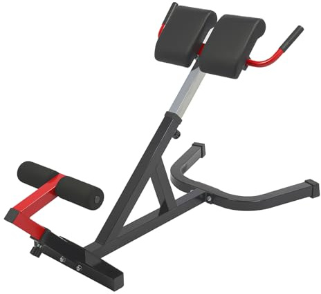 Multifunktionale Rücken-Trainingsbank, Hochwertiges Stahlgerüst, Sichere Pedale, für Haushalt & Fitnessstudio, 200kg Tragfähigkeit, 70-80cm Einstellbare Höhe, Schwarz/Rot