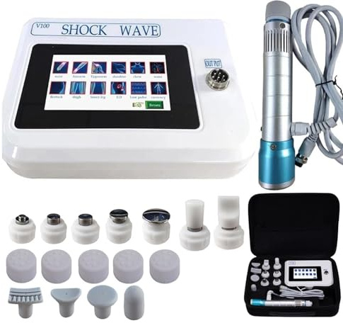 Máquina de Fisioterapia por Ondas de Choque Electromagnéticas, Dispositivo de Masaje Muscular, Máquina de Terapia de Ondas de Choque con 11 Cabezales de Masaje para Aliviar el Dolor
