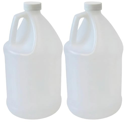 1-Gallon HDPE Plastic Jugs, Water Jug With Child-Safe Lids–BPA-Free,Leakproof, Stackable Containers,1 Gallon Water Bottle For Fermentation,Brewing,Storage,Detergent Mixing & Industrial Use (2-Pack)