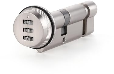 SORWDUERM 65mm (32.5/32.5T) Nickel Thumb Turn Euro Cylinder Door Barrel Lock Anti-Bump Anti Drill High Security for UPVC Wooden Composite Doors Combination Cam Lock Password Coded