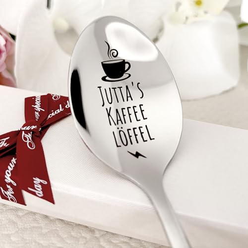 Personalisierter Kaffeelöffel aus Edelstahl, Silber, mit personalisierter Gravur, Geschenk für Mama Papa Kinder Großeltern