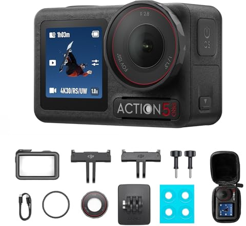 DJI Osmo Action 5 Pro Combo, Waterproof Camera With 1/1.3 Sensor, 4K/120fps Video, Subject Tracking, Stabilization, Dual OLED Touchscreens (Standard Combo + Camera Bag)