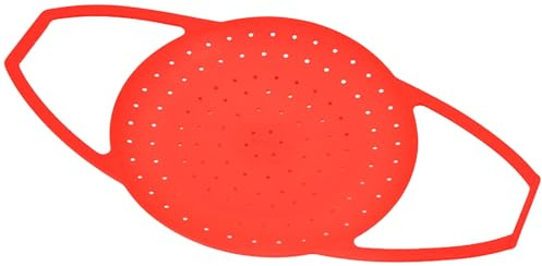 jojofuny Cesta Vaporera de Silicona para Alimentos y Verduras Asas Bloqueables y Apta para Lavavajillas, Adecuado para Cocinar Saludable en Color Rojo