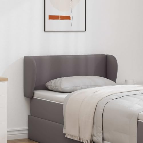 LoogCape Kopfteil Ohr Dunkelgrau PVC, 40 x 23 x 6 cm, gepolstert mit Schaum, Wandkissen für Schlafzimmer, Betthaupt Zubehör, langlebige Rückenlehne für Doppelbett und Gästebett