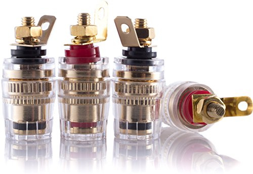 8x Hifi Lab Polklemmen 24-k vergoldet Lautsprecher Terminal Binding post Bananen-Buchse Audio High-End Anschlussklemmen schraubbar 8x