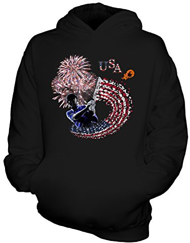 Candymix Stati Uniti d'America Cricket Unisex Bambino Ragazzi/Ragazze Felpe con Cappuccio, Taglia 7-8 Anni, Colore Nero