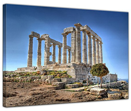 Bilderdepot24 Bild auf Leinwand | Kap Sounion - Griechenland I in 60x50 cm als Wandbild | Wand-deko Dekoration Wohnung modern Bilder | 202393