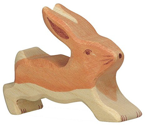 Hase klein laufend Holzfigur Holzspielzeug von Holztiger mit Palandi® Sticker