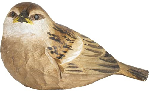 WILDLIFEGARDEN WG429 DecoBird Spatzen-Küken - Handgeschnitzter Dekorative Vogel aus Holz - Kleine Europäische Vögel