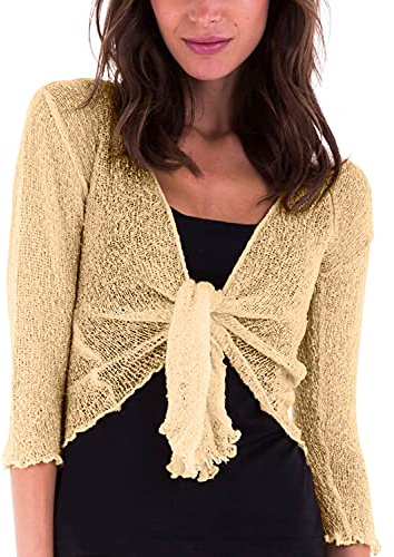 SHU-SHI, donne - Cardigan con coprispalle velato in maglia leggera, crema, taglia unica