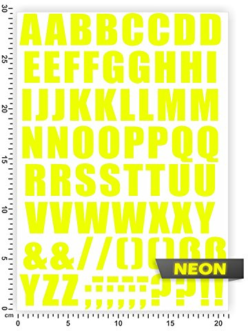 Bogengröße A4 - Alphabet - Buchstaben - Letters - ABC IN 15 Farben - Neon + Chrom! Sticker Aufkleber