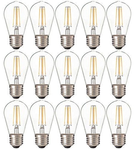 Bulbright 15 Pezzi Lampadine a filamento a LED S14 2W Attacco E27, Bianco caldo 2700K, Equivalente a 20W, 220V AC