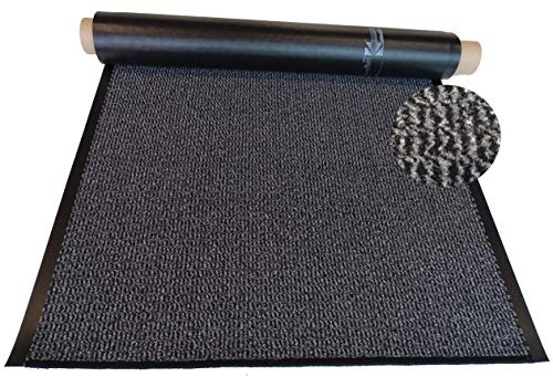 MERTEX Schmutzfangläufer Meterware 90 cm grau-schwarz meliert- Schnittkanten gekettelt (90 x 300 cm, grau)