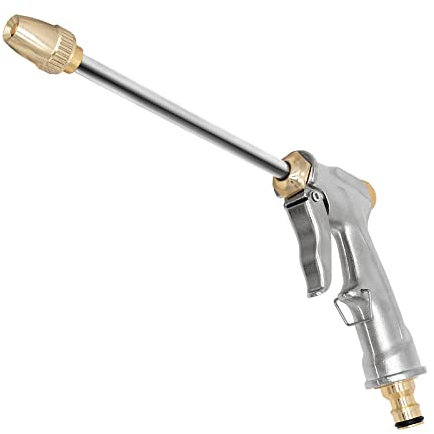 DERASL Full Brass Nozzle Garden Hose Spray Gun - 4 Watering Patterns, High-Pressure, Ideal for Plant Care, Cleaning, Car Wash, and Pet Showering