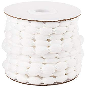 Ideen mit Herz Pompon-Band auf Rolle | Ø 1 cm | 10 m lang | Bommelborte, Pom-Pom-Band | Ideal zum Basteln und Nähen (weiß)