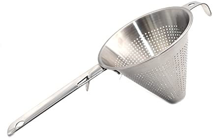 Colador chino de cocina cónica, pasador de salsa filtración, tamiz escurridor profundo de acero inoxidable (diámetro 13,5 cm)