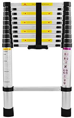 UISEBRT Scala Telescopica in alluminio 3.2M pieghevole multifunzione antiscivolo Allungabile Scaletta, Carico Massimo 150 kg